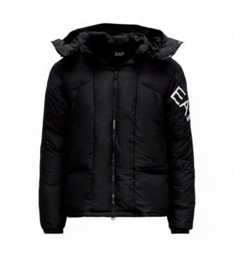 EA7 Black logo quilted coat