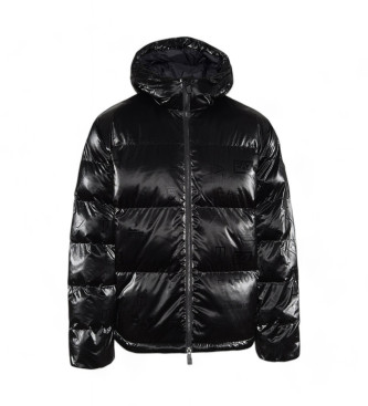 EA7 Patent black quilted coat