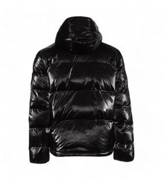 EA7 Patent black quilted coat