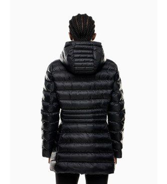 EA7 Zwarte gewatteerde nylon jas met gewatteerde capuchon