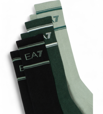 EA7 Lot de 3 paires de chaussettes de sport vertes, noires