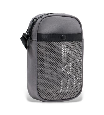 EA7 Sporty shoulder bag with front logo XL grey