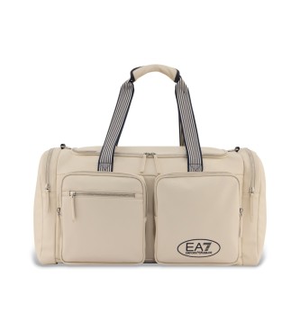 EA7 Beige sports bag with adjustable shoulder strap