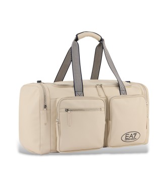 EA7 Beige sports bag with adjustable shoulder strap