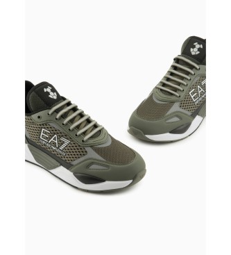 EA7 Ace Runner green mesh trainers