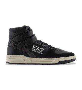 EA7 Skórzane trampki Baseline High czarne