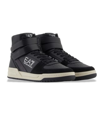 EA7 Skórzane trampki Baseline High czarne