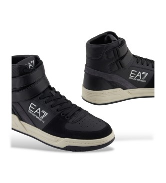 EA7 Skórzane trampki Baseline High czarne