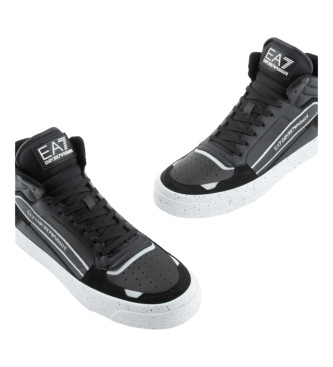 EA7 Skórzane sneakersy Basket Retro czarne