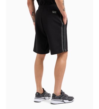 EA7 Logo Series Bermudashorts aus Baumwollmischung schwarz