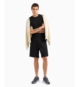EA7 Logo Series Bermudashorts aus Baumwollmischung schwarz