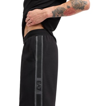 EA7 Logo Series Bermudashorts aus Baumwollmischung schwarz