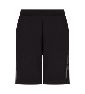 EA7 Logo Series Bermudashorts aus Baumwollmischung schwarz