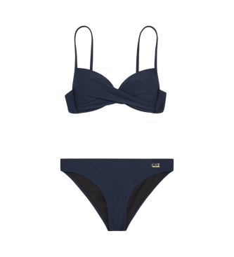 EA7 Bikini push-up Costa Smeralda in tessuto tecnico blu