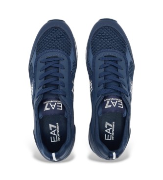 EA7 Zwart-witte veters navy sportschoenen