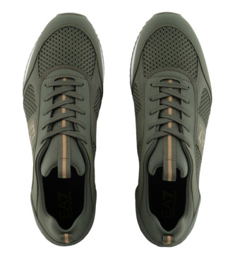 EA7 Buty sportowe czarno-białe z zielonymi sznurowadłami
