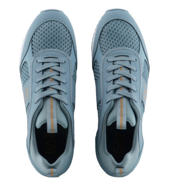 EA7 Buty sportowe czarno-białe z niebieskimi sznurowadłami