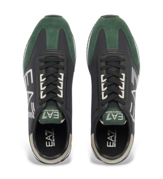 EA7 Črno-bele Vintage superge črne barve