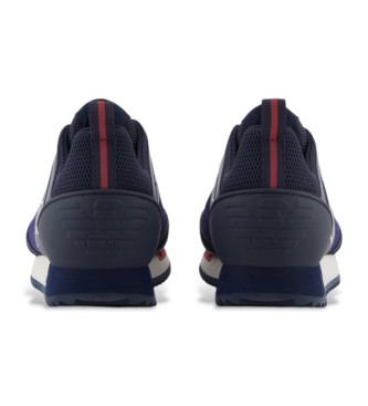 EA7 Marineblaue Turnschuhe aus weichem Leder