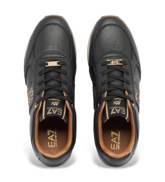 EA7 Usnjene športne copate 10. obletnica črne barve