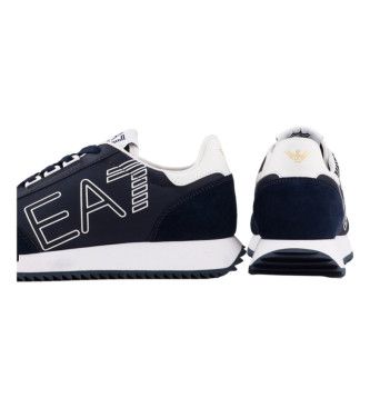 EA7 Scarpe da ginnastica blu navy vintage in bianco e nero