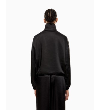 EA7 Edle schwarze Jacke mit Satineffekt