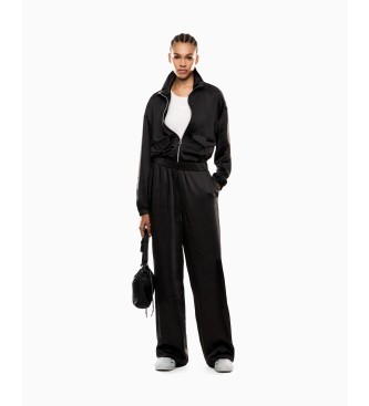 EA7 Edle schwarze Jacke mit Satineffekt