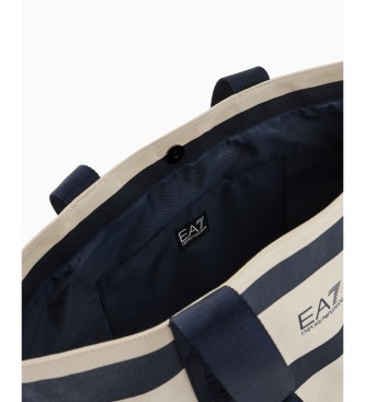 EA7 Sac shopping en coton blanc cass