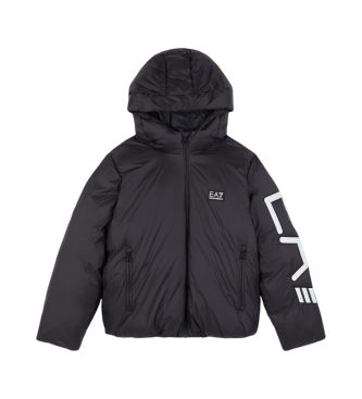 EA7 Polar Logo quiltad jacka med huva svart