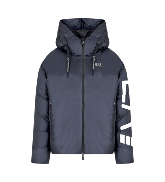 EA7 Gesteppte Jacke aus technischem Gewebe mit marineblauer Kapuze