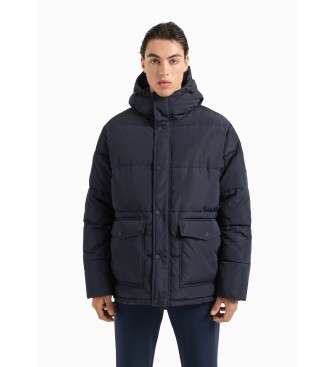 EA7 Quilted bomber jacket with navy hood