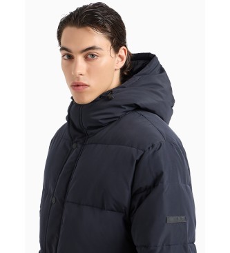 EA7 Quilted bomber jacket with navy hood