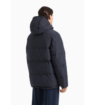 EA7 Quilted bomber jacket with navy hood