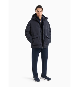 EA7 Quilted bomber jacket with navy hood