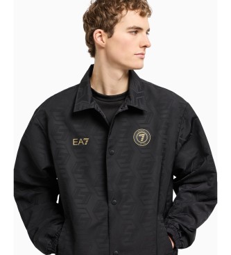 EA7 Fodboldjakke med monogram i sort jacquardstof