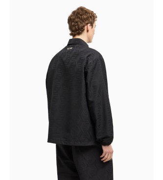 EA7 Fodboldjakke med monogram i sort jacquardstof