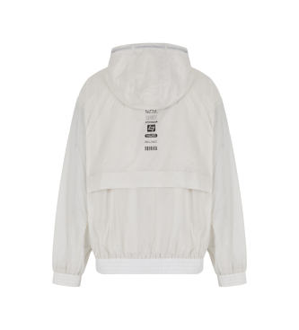 EA7 Casaco branco com capuz e fecho de correr