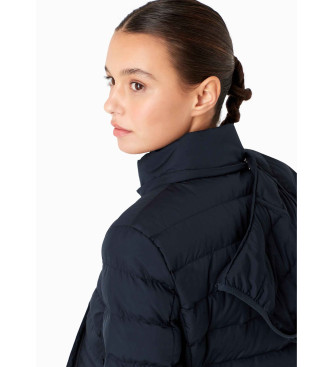 EA7 Steppjacke Core Lady aus recyceltem technischem Gewebe mit Kapuze  marineblau