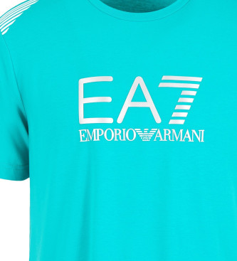 EA7 T-shirt 7 lignes bleu