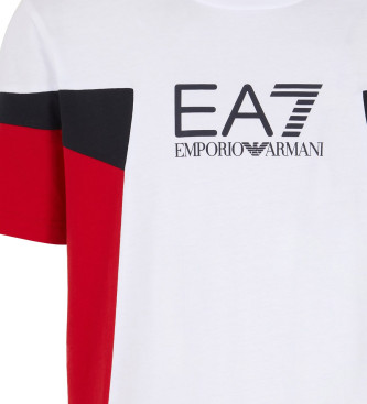 EA7 Vit T-shirt med kontraster