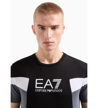 EA7 Schwarzes Kontrast-T-Shirt