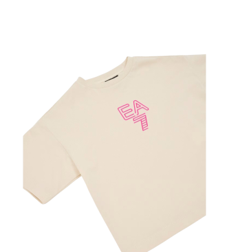 EA7 Camiseta de cuello redondo de algodn Visibility Girl beige
