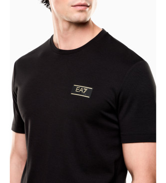 EA7 Schwarzes T-Shirt mit Rundhalsausschnitt