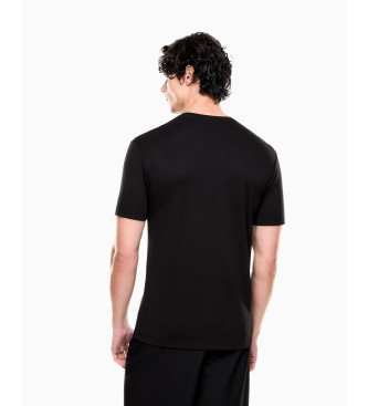 EA7 Schwarzes T-Shirt mit Rundhalsausschnitt
