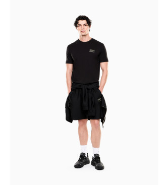 EA7 Schwarzes T-Shirt mit Rundhalsausschnitt