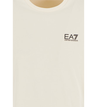 EA7 Kurzrmeliges beigefarbenes T-Shirt mit schmaler Passform