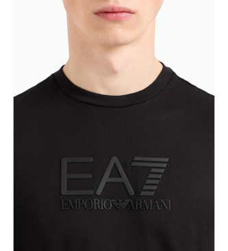 EA7 T-shirt a maniche lunghe in cotone elasticizzato Visibility blu navy