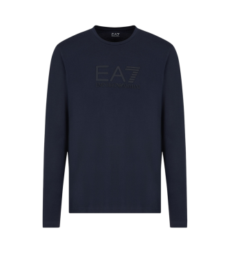 EA7 Stretch katoenen T-shirt met lange mouwen Zichtbaarheid Navy