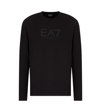 EA7 T-shirt a maniche lunghe in cotone elasticizzato Visibility, colore nero  