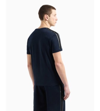 EA7 T-shirt in maglia di cotone blu navy della serie Logo